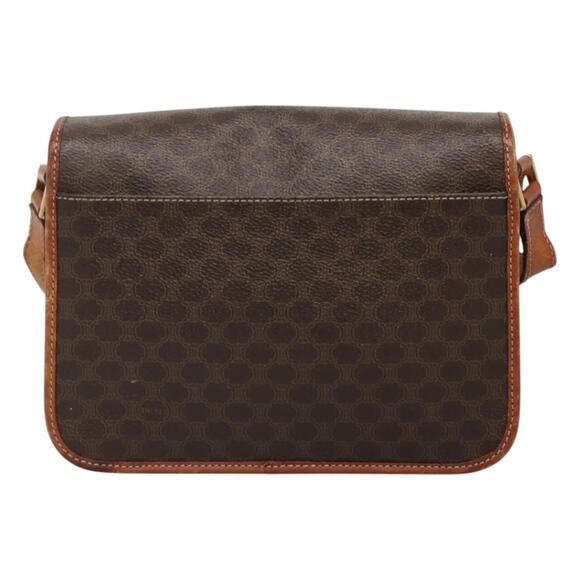 CELINE Macadam Canvas Shoulder Bag Pvc Leather Brown Gold - Picture 3 of 12